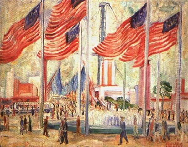 Opening Of The World Fair, Chicago, 1934 Oil Painting by Adriaan Lubbers