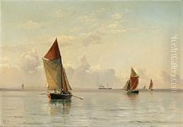 Numerous Ships At Sea Oil Painting by Holger Luebbers