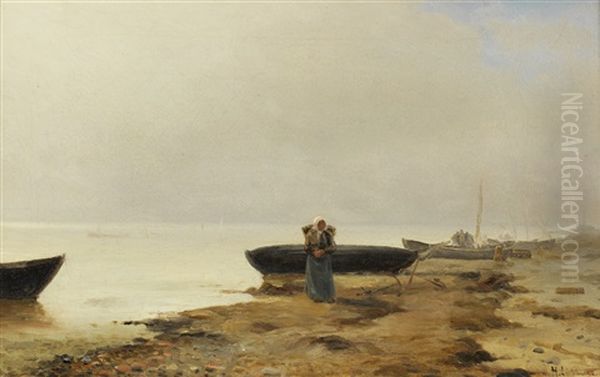 Fischer Am Strand Oil Painting by Holger Luebbers