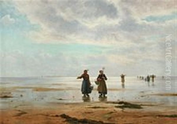 Costal Scenery With Oyster Collectors by Holger Luebbers