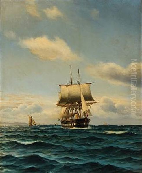 Seascape With The Danish Steam Frigate Jylland Oil Painting by Holger Luebbers