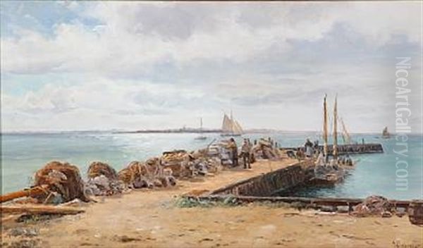 Summer Day At Snekkersten Harbour, Denmark Oil Painting by Holger Luebbers