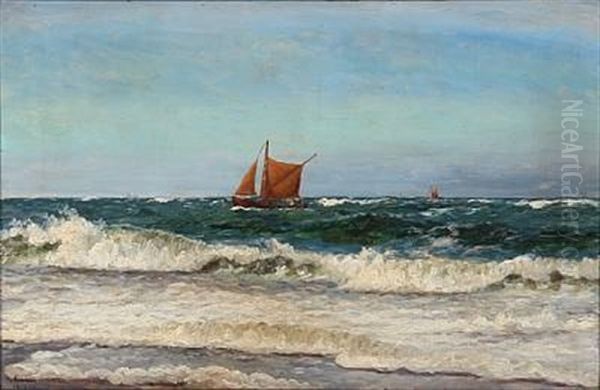 Coastel Scene With Fishing Wessels Oil Painting by Holger Luebbers