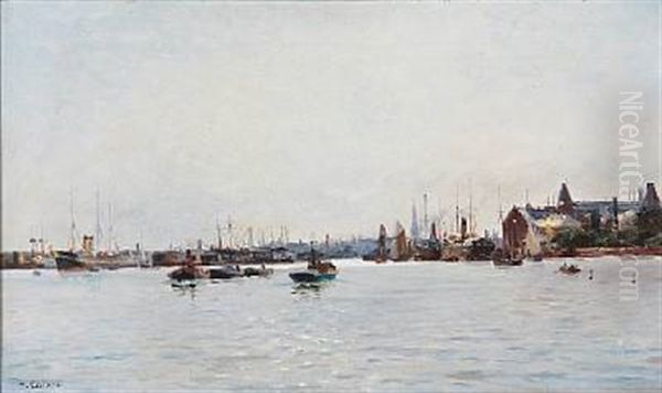 Entrance To Copenhagen Harbour Oil Painting by Holger Luebbers