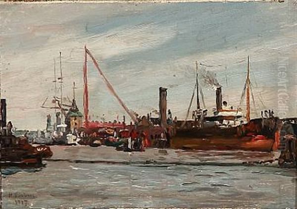 A View From Copenhagen Harbour Oil Painting by Holger Luebbers