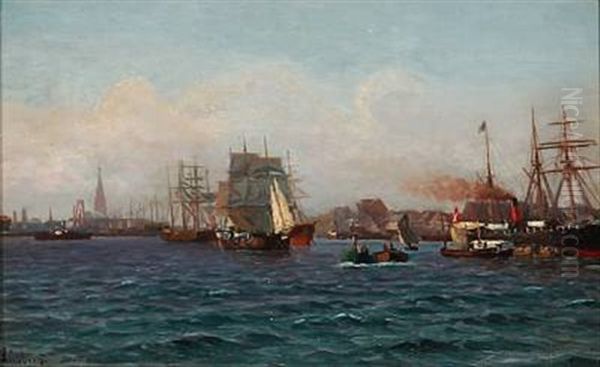 The Entrance To Copenhagen Harbour Oil Painting by Holger Luebbers