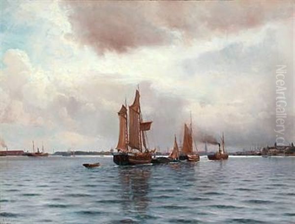 At The Entrance To Copenhagen Harbour Oil Painting by Holger Luebbers