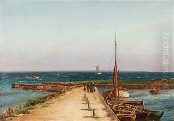 Summer Day At Hornbaek Harbour, Denmark Oil Painting by Holger Luebbers