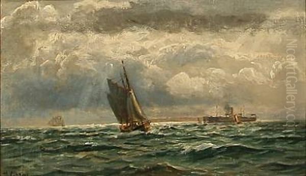 Seascape With Sailing Ships Oil Painting by Holger Luebbers