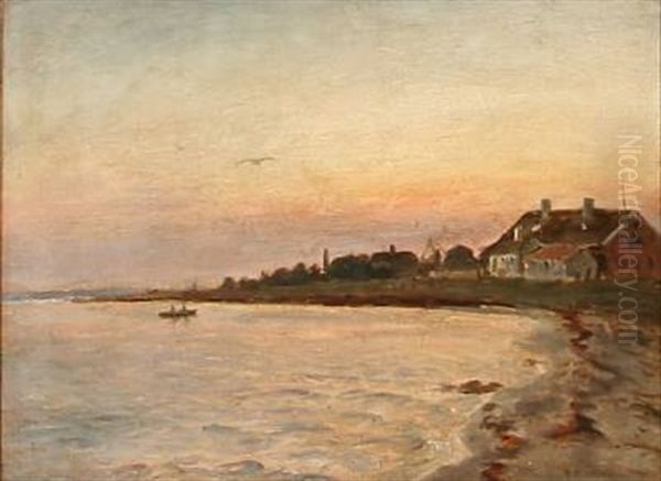 Late Evening At A Coast Oil Painting by Holger Luebbers