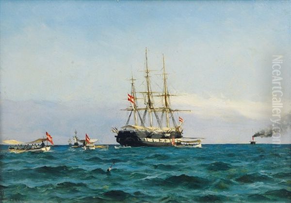 Maneuvre Of The Austrian Marine In The Adria Oil Painting by Holger Luebbers