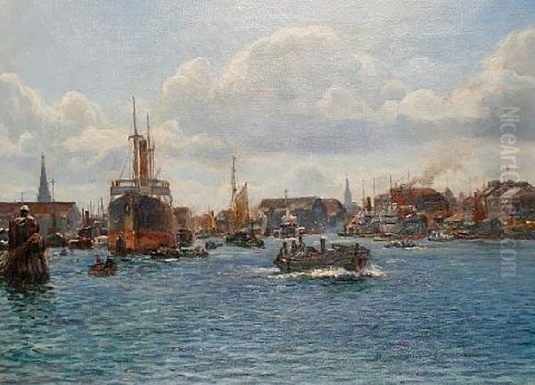 View Of Copenhagen Harbour Oil Painting by Holger Luebbers