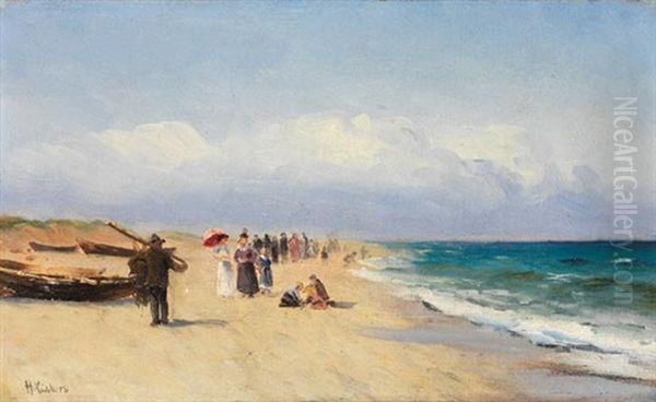 Strandspazierganger Oil Painting by Holger Luebbers