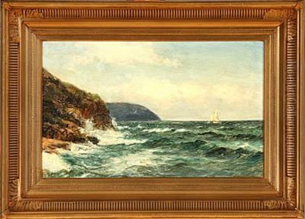 A Sailing Ship Passing A Rocky Coast Oil Painting by Holger Luebbers