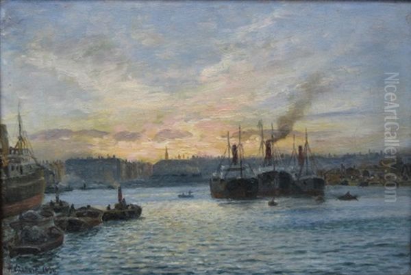 Kobenhavns Havn Oil Painting by Holger Luebbers