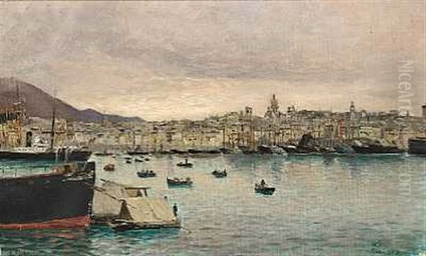 Havneparti Fra Genova Oil Painting by Holger Luebbers