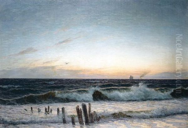 Rollers At Sunset Oil Painting by Holger Luebbers