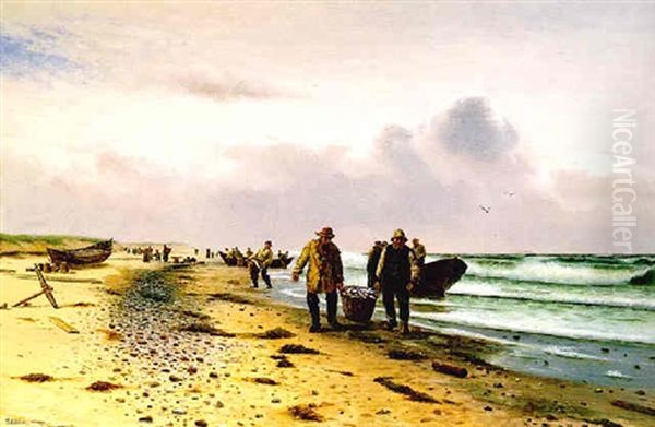 Bringing In The Catch Oil Painting by Holger Luebbers