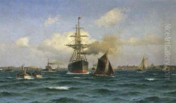 Parti Fra Kobenhavns Havn Oil Painting by Holger Luebbers