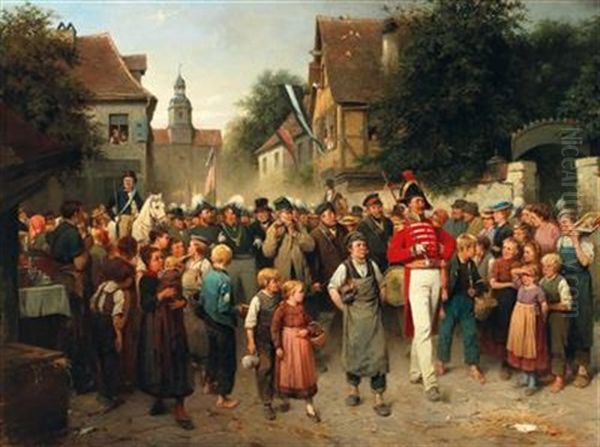 Ruckkehr Vom Schutzenplatz Oil Painting by Adolf Luben