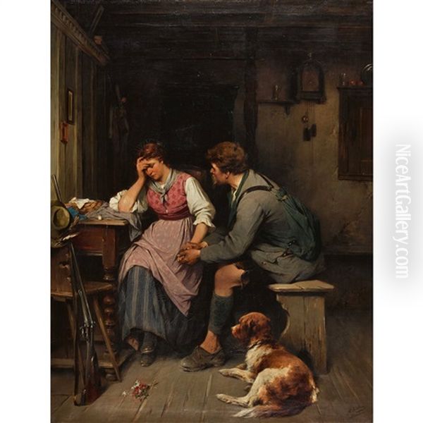 Die Trostenden Worte Oil Painting by Adolf Luben