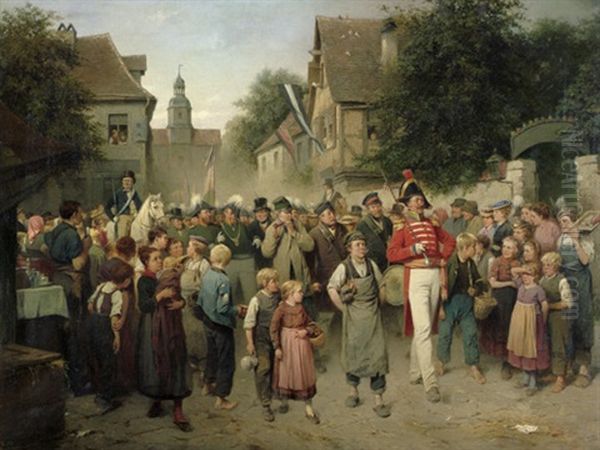 Ruckkehr Vom Schutzenplatz Oil Painting by Adolf Luben