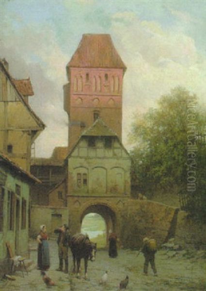 Gastwirtschaft Am Stadttor Oil Painting by Adolf Luben