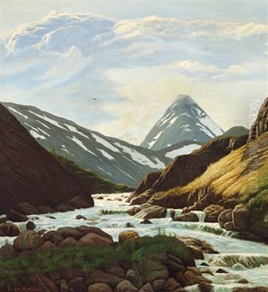 En Tinde I Jotunfjeldene I Norge Oil Painting by John Leopold Luebschitz