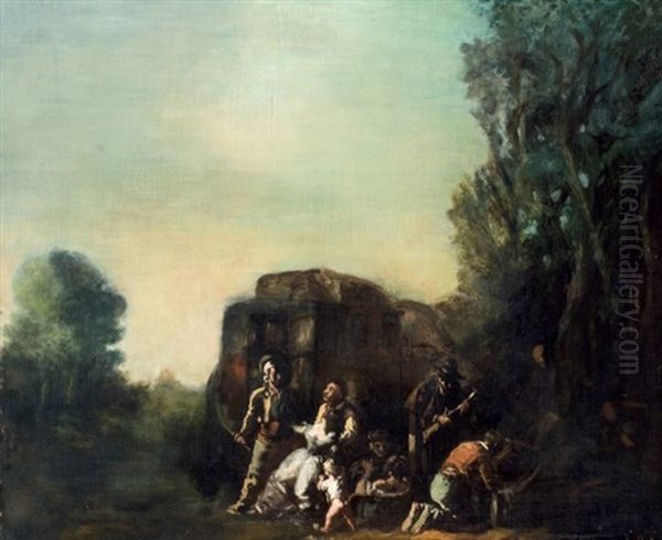 El Robo Del Coche Oil Painting by Eugenio Lucas Velazquez