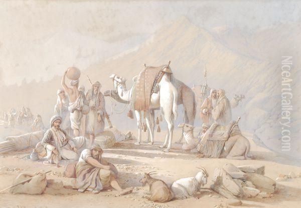 The Caravan At Rest Oil Painting by Joseph-Austin Benwell