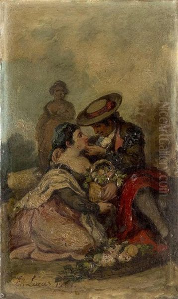 Majo Y Maja Oil Painting by Eugenio Lucas Velazquez