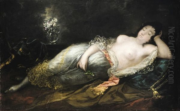 Maja Dormida (sleeping Nude) Oil Painting by Eugenio Lucas Velazquez