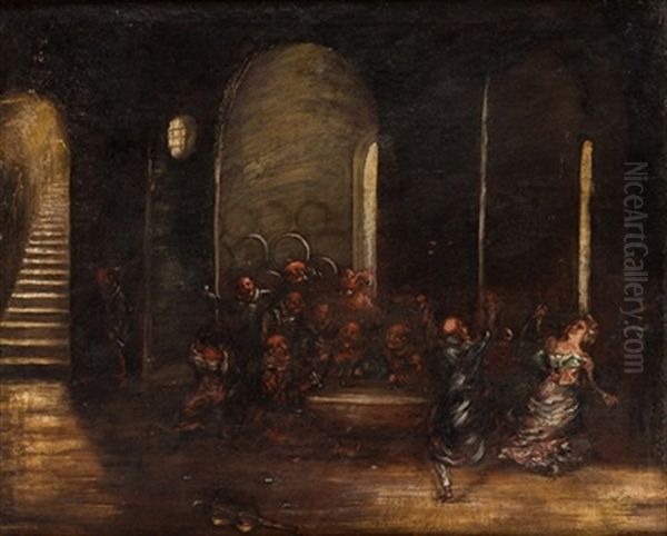 La Fiesta Oil Painting by Eugenio Lucas Velazquez