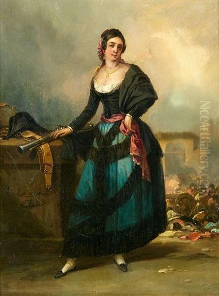 Dolores, La Manola De Lavapies, Heroina Del Dos De Mayo Oil Painting by Eugenio Lucas Velazquez