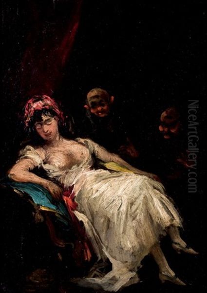 Maja Sentada Dormida Oil Painting by Eugenio Lucas Velazquez