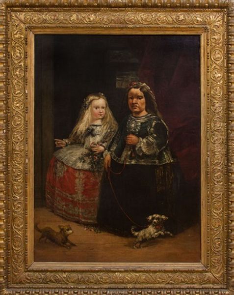 Dwarf Infanta After Velasquez Oil Painting by Eugenio Lucas Velazquez