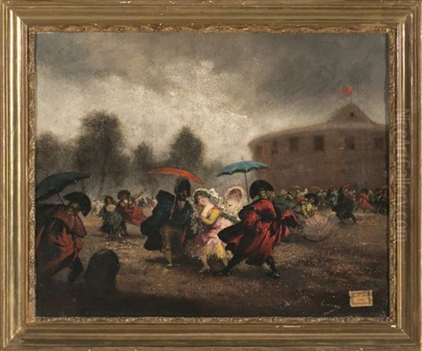 Salida De Una Plaza De Toros Oil Painting by Eugenio Lucas Velazquez