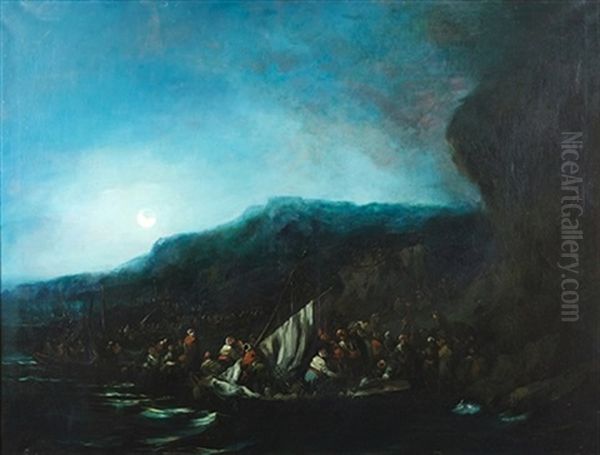 Desembarco De Moros Oil Painting by Eugenio Lucas Velazquez