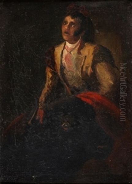 La Cornada Oil Painting by Eugenio Lucas Velazquez