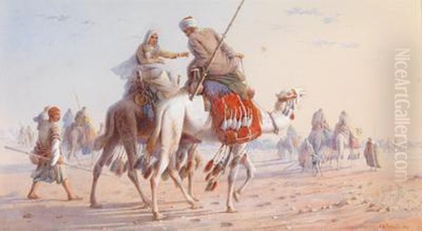 Karawane In Der Wuste Oil Painting by Joseph-Austin Benwell