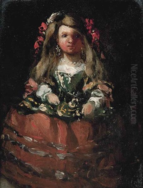 Study For A Royal Court Dwarf Oil Painting by Eugenio Lucas Velazquez