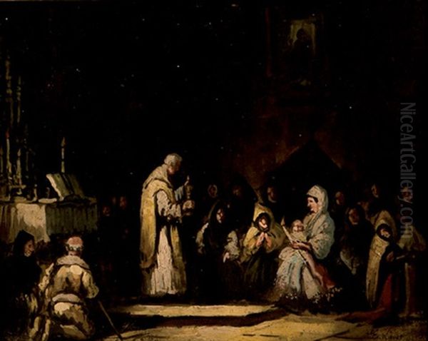 Dos Escenas Religiosas Oil Painting by Eugenio Lucas Velazquez