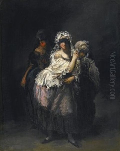 Three Women Oil Painting by Eugenio Lucas Velazquez