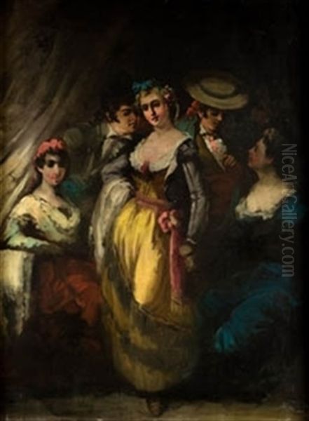 Majos En Tertulia Oil Painting by Eugenio Lucas Velazquez