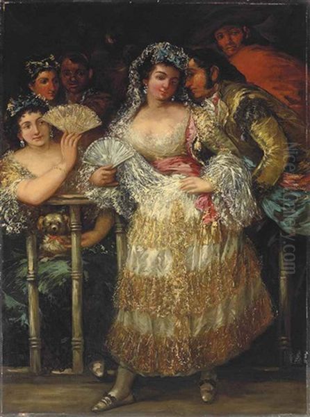 Majas On The Balcony Oil Painting by Eugenio Lucas Velazquez