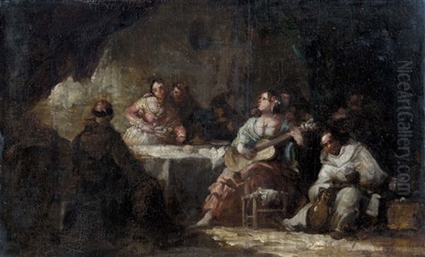 Szene In Der Taverne Oil Painting by Eugenio Lucas Velazquez