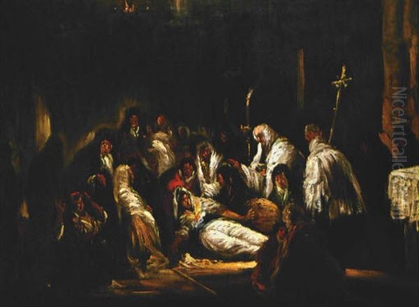 La Benicion Oil Painting by Eugenio Lucas Velazquez