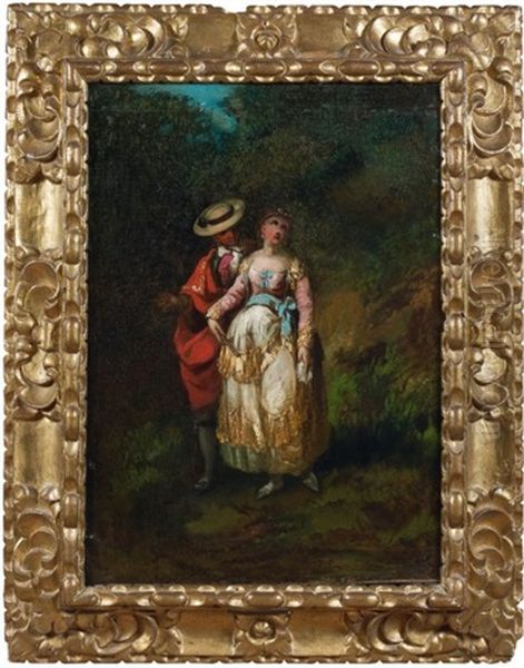 Couple De Majos Oil Painting by Eugenio Lucas Velazquez