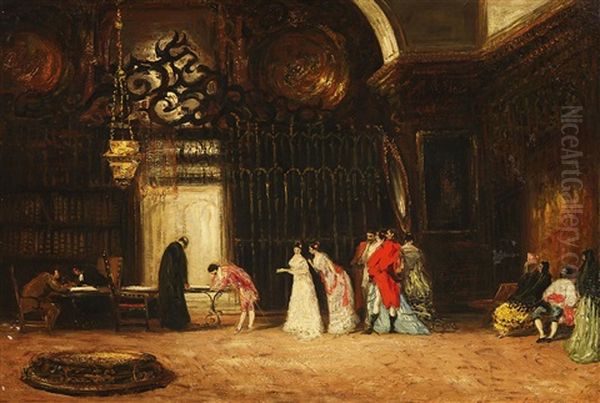 Der Heiratsantrag Oil Painting by Eugenio Lucas Velazquez