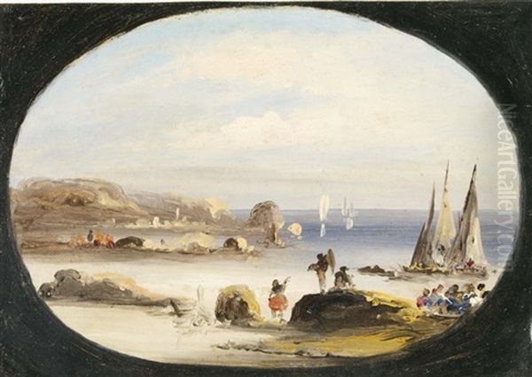 Paysage De Bord De Mer Oil Painting by Eugenio Lucas Velazquez